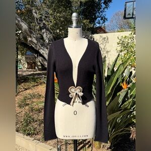 Neesh by D.A.R. cropped sweater with ribbon and crochet features - size S